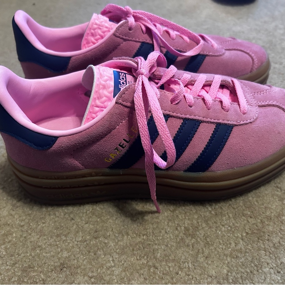 Pink & Navy Adidas Platform Gazelles